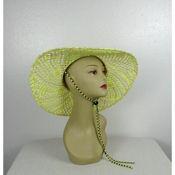 BP Floppy Sun Straw Floppy Hat Brim Almond- Yellow Iris Adjustable Strap NWT - Picture 3 of 12
